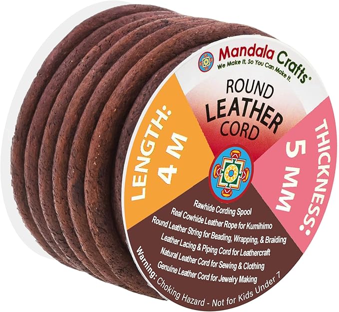 Mandala Crafts Round Genuine Distressed Brown Leather Cord by MandalaCrafts