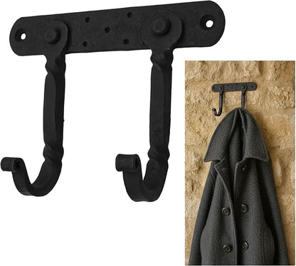 "Mystic Colonial Medieval Hand-Forged Iron Double Wall Hooks 1 Pc | Rustic by SaKeGa