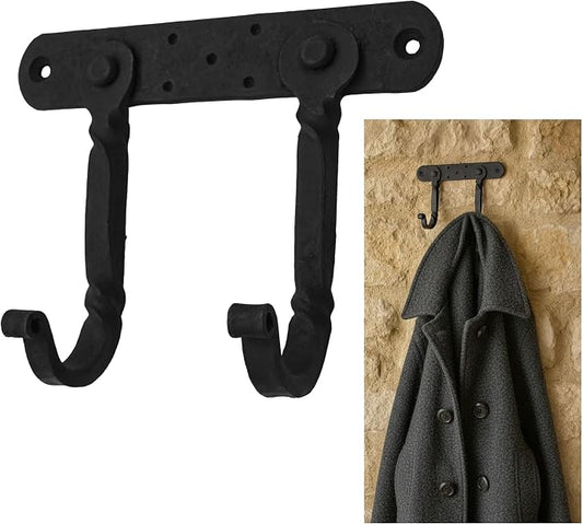 "Mystic Colonial Medieval Hand-Forged Iron Double Wall Hooks 1 Pc | Rustic by SaKeGa