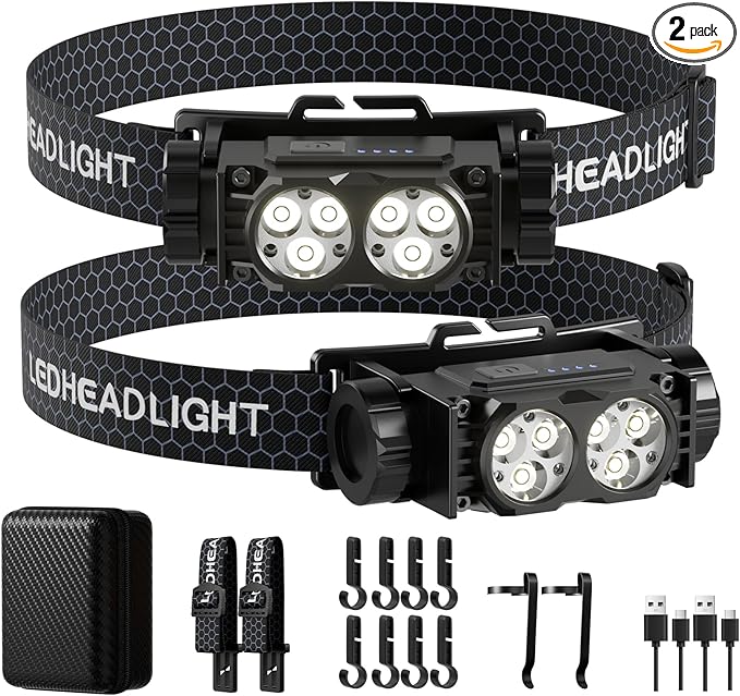 Headlamp Rechargeable 2PCS, 4500L Super Bright Light Bright LED Rechargeable by Unknown
