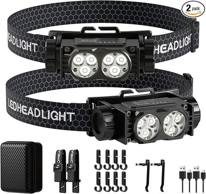 Headlamp Rechargeable 2PCS, 4500L Super Bright Light Bright LED Rechargeable by Unknown