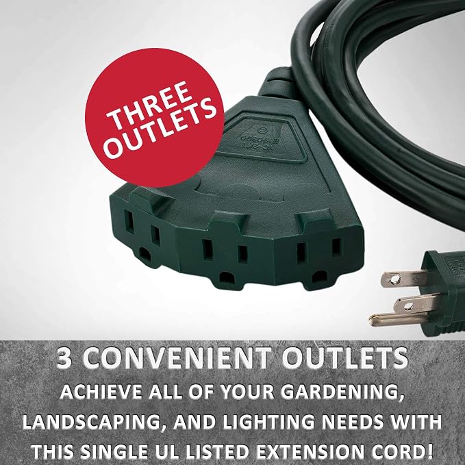 Holiday Lighting Outlet 15-Foot Green Extension Cord, 3-Prong Indoor & Outdoor - Image 6