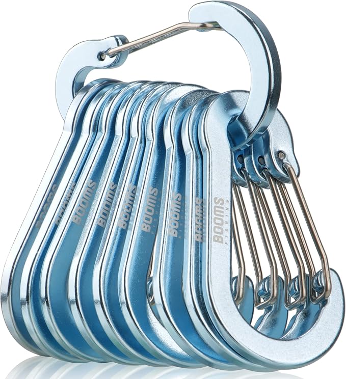 Booms Fishing CC5 Multi-Use Carabiner Clips, 10 Pack 2.7" Small Caribeener Clips by BoomsFishing