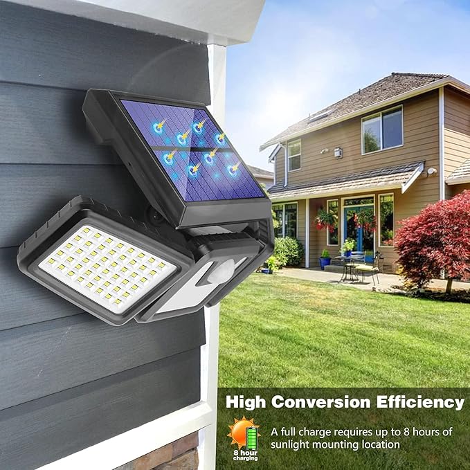 AmeriTop Solar Lights Outdoor, 2 Pack 128 High Brightness LED Cordless Solar - Image 4