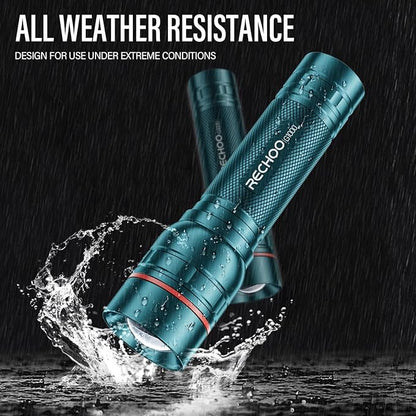 RECHOO Rechargeable Flashlight 1 Pack, Bright Military Grade Torch Light High - Image 5