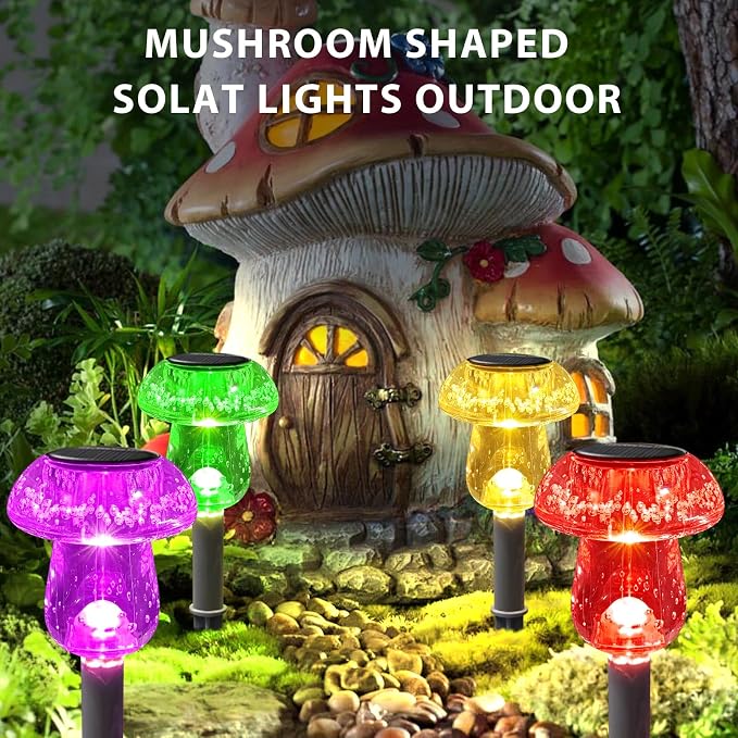 Benany Solar Lights Outdoor, 16 Pack Mushroom Lights Outside Waterproof - Image 2