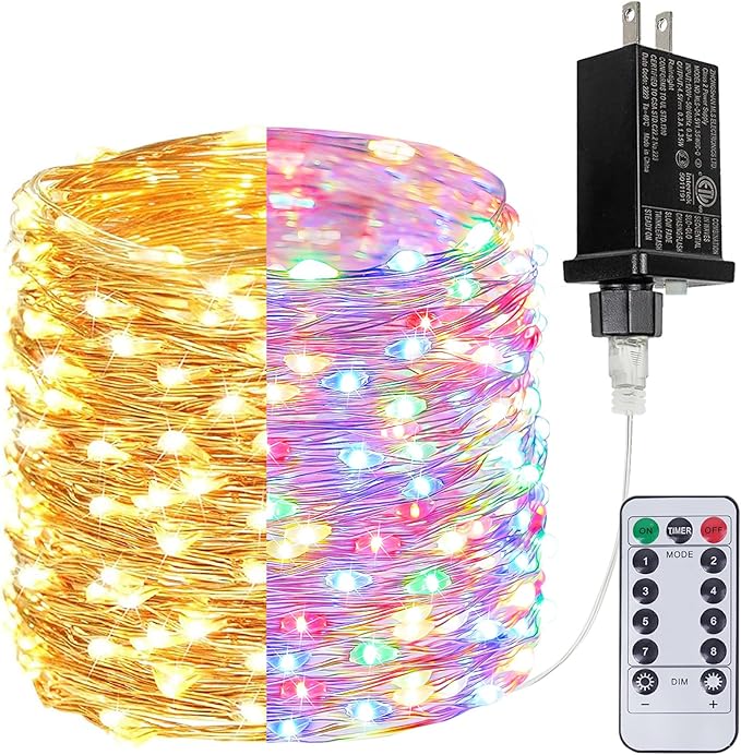 Warm White ⇋ Multicolor 66Ft 200LED Christmas Fairy Lights Plug in by BHCLIGHT