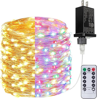 Warm White ⇋ Multicolor 66Ft 200LED Christmas Fairy Lights Plug in by BHCLIGHT