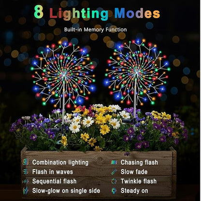 Solar Garden Lights Outdoor, 210 Led & 8 Modes Solar Firework Lights Decorative - Image 3