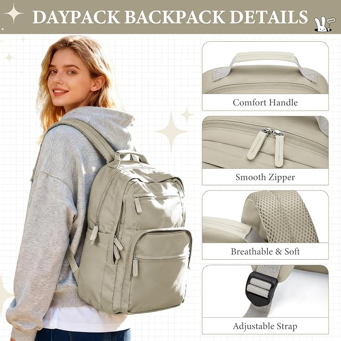 Khaki Backpack for Women Men - Image 5