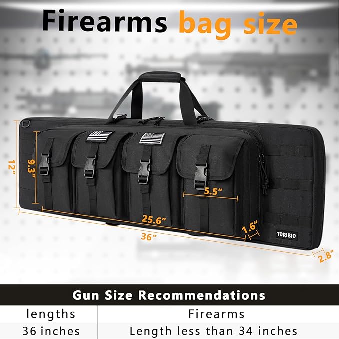 TORIBIO Double Rifle Case Soft Bag 32" 34" 36" 42" 46" 48'' 51“ 55” Gun Case - Image 2