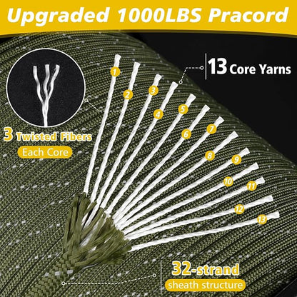 X XBEN Paracord Reflective 1000lb, 50/100/200/500/1000ft 4mm, 13 Strand - Image 2
