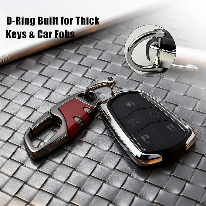 Keychain with Carabiner Clip, 4 Heavy Duty Key Rings and D Ring - Image 2