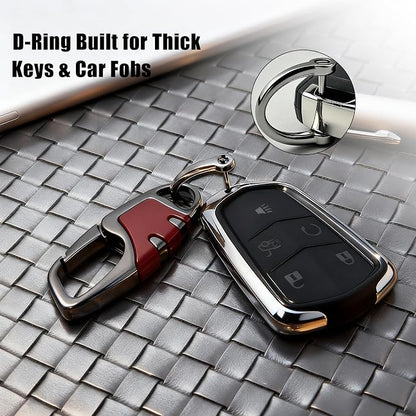Keychain with Carabiner Clip, 4 Heavy Duty Key Rings and D Ring - Image 2