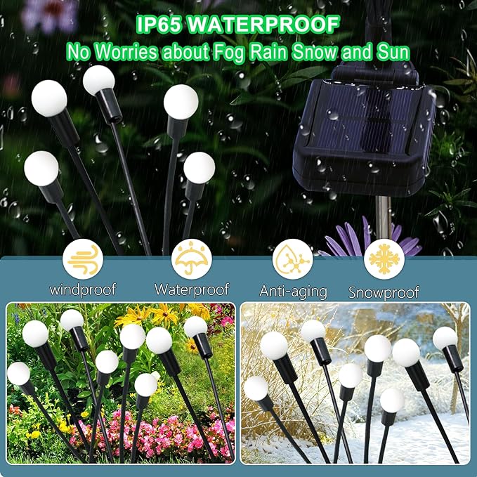 Kohlrabi Solar Garden Lights Outdoor, 4 Pack 32 LED Solar Purple Firefly Lights - Image 4