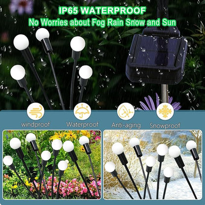 Kohlrabi Solar Garden Lights Outdoor, 10 Pack 80 LED Blue Firefly Lights - Image 4