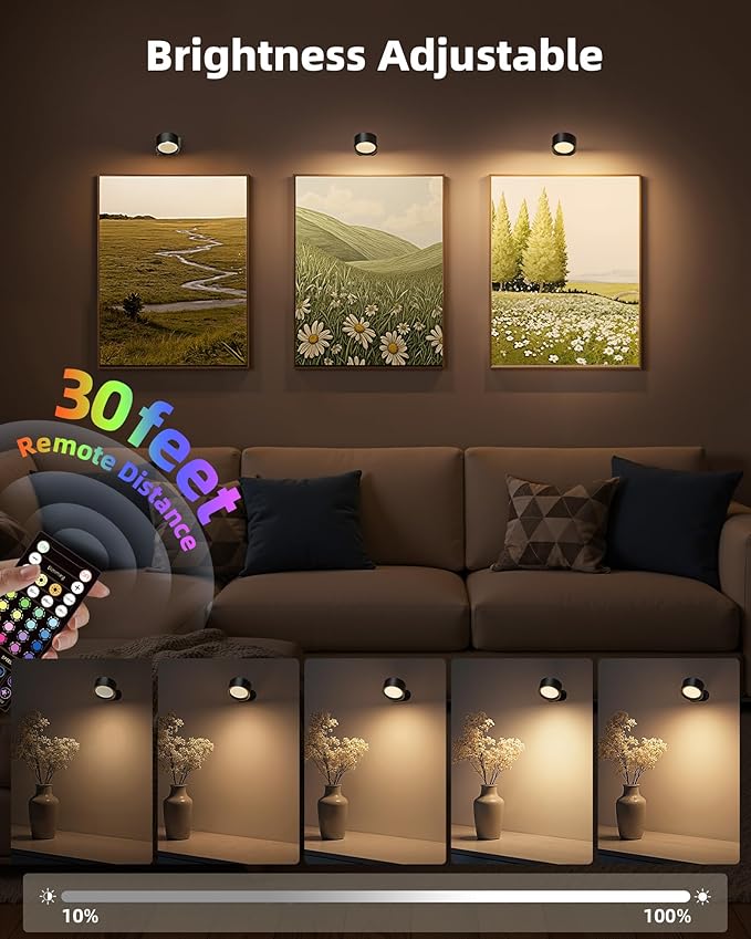 Wall Mounted Lights, 2 Pack Rechargeable RGB Color Changing Light, 3 Color - Image 3