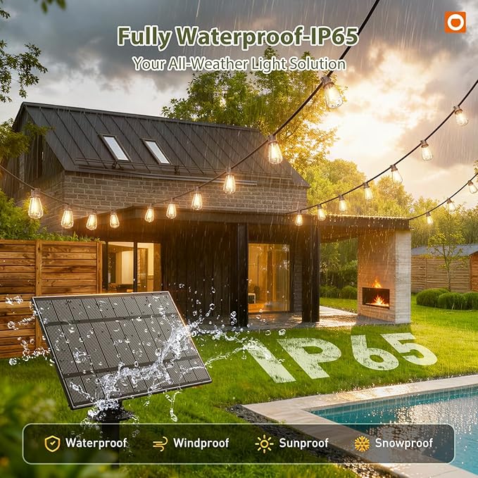 addlon 54 FT Solar String Lights Waterproof, Patio Lights Solar Powered - Image 5