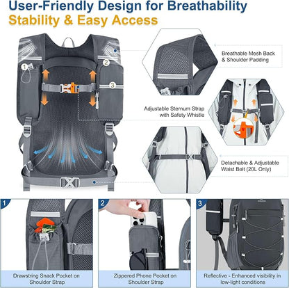 BECOJADDE Hiking Backpack 20L Small Backpack Packable Day pack Water Resistant - Image 2
