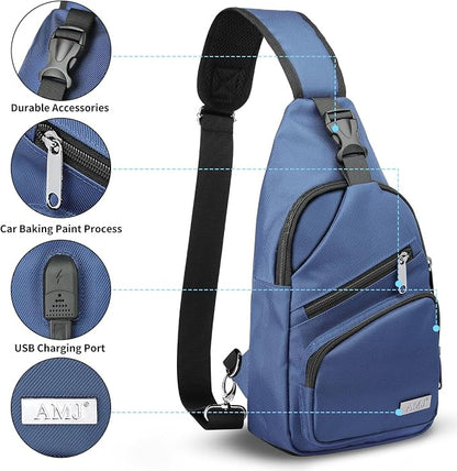 AMJ Crossbody Sling Bag Men Women, Casual Shoulder Backpack, Chest Daypack - Image 3