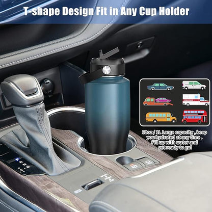 HYDROWION Water Bottles with Straw, 40oz Insulated Water Bottle fit in Car Cup - Image 5
