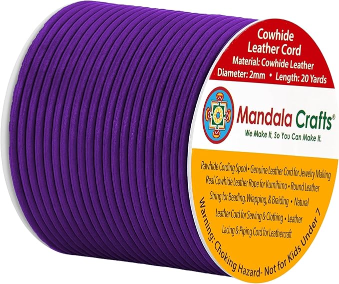 Mandala Crafts Round Genuine Purple Leather Cord by MandalaCrafts