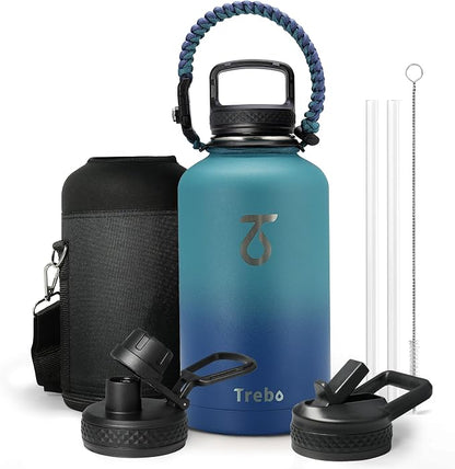 Trebo Insulated Water Bottle 64 oz, Half Gallon Metal Vacuum Water Jug by StayHotStayColdStayGreen