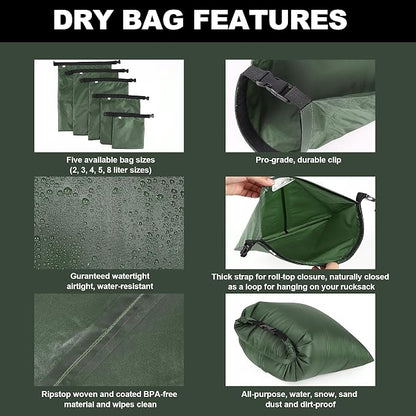 Dry Bags Waterproof Set, 5 Packs Ultralight Waterproof Bags Small Stuff Sack - Image 3
