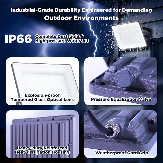 100W 12000LM Flood Lights Outdoor, Bright LED Work Light - Image 5
