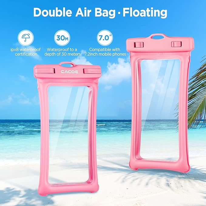 CACOE Floating Universal Waterproof Phone case 2 Pack-Up to 7.0", Phone Pouch - Image 3