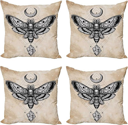 Ambesonne Fantasy Throw Pillow Cushion Case Pack of 4, Dead Head Hawk Moth Luna by Ambesonne