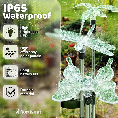 Anordsem Solar Garden Lights Outdoor: 6 Waterproof PVC Insect Stake Light Heads - Image 4