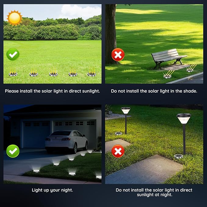 Solar Ground Lights Outdoor, 8 Pack Solar Lights Outdoor Waterproof, Mini Flat - Image 2