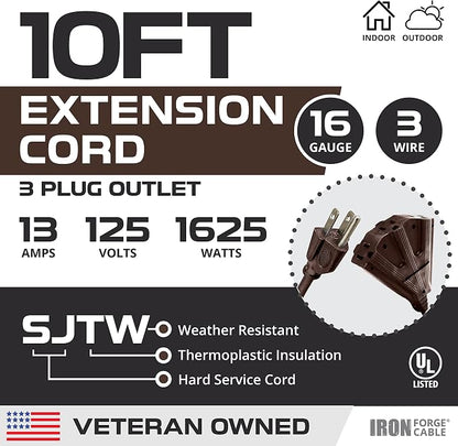 Iron Forge Cable 10ft Brown Outdoor Extension Cord - Image 2