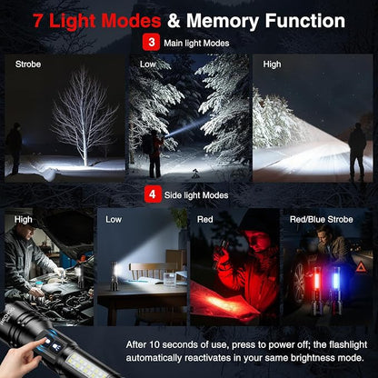 RECHOO Rechargeable Flashlights High Lumens 2 Pack, 7 Modes Dual-Switch - Image 3