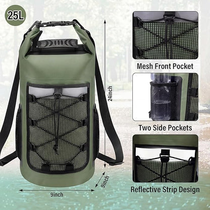 Pimoys Dry Bag, 25L Waterproof Backpack, Roll-Top Dry Bags Kayak, Outdoor - Image 2