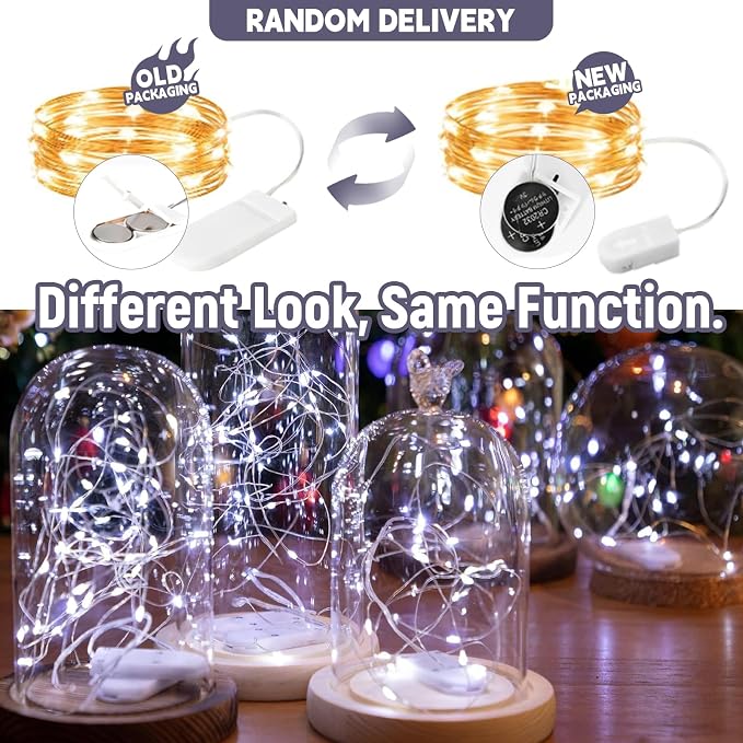 12-Pack LED Fairy Lights 7 Feet Battery Powered Waterproof Silver Wire 20 Slim - Image 6