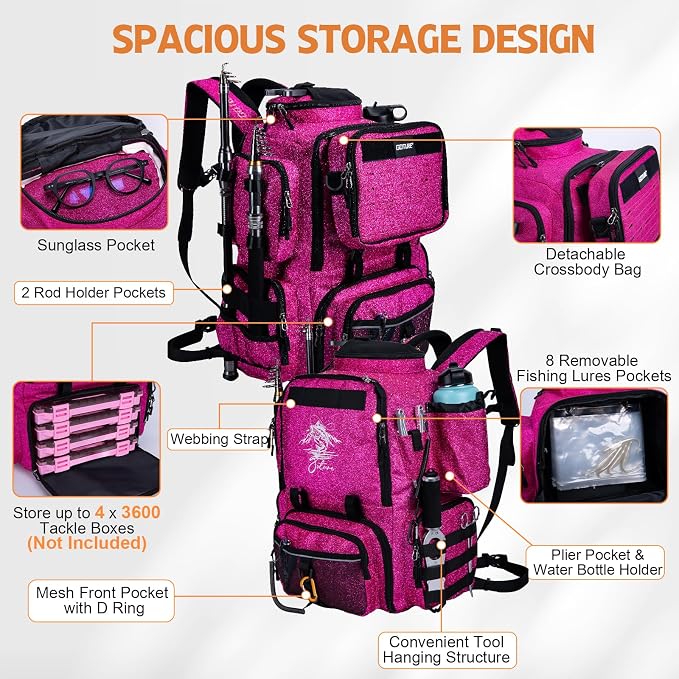 Goture Fishing Backpack, 900D Water-Resistant Tackle Backpack - Image 2