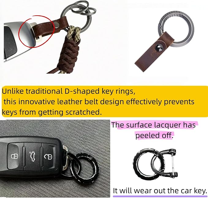 Titanium Alloy Keychain Clip & Leather Loop - Image 7