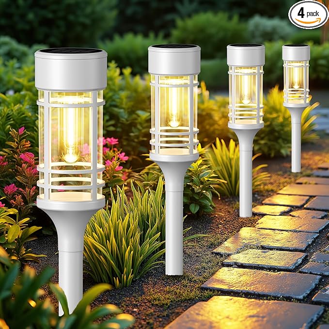 LETMY Solar Pathway Lights Outdoor, 4 Pack Solar Lights Outdoor Waterproof IP65 by Letmy