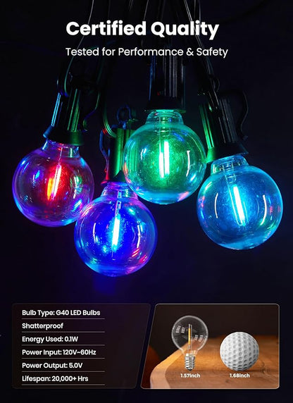 Brightown Outdoor String Lights 58 Feet G40 LED Patio Lights, 27 Plastic Edison - Image 6