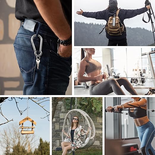 Small Carabiner Clip Hooks, Galvanized Iron Spring Snap Hook Fits Camping Hiking - Image 5