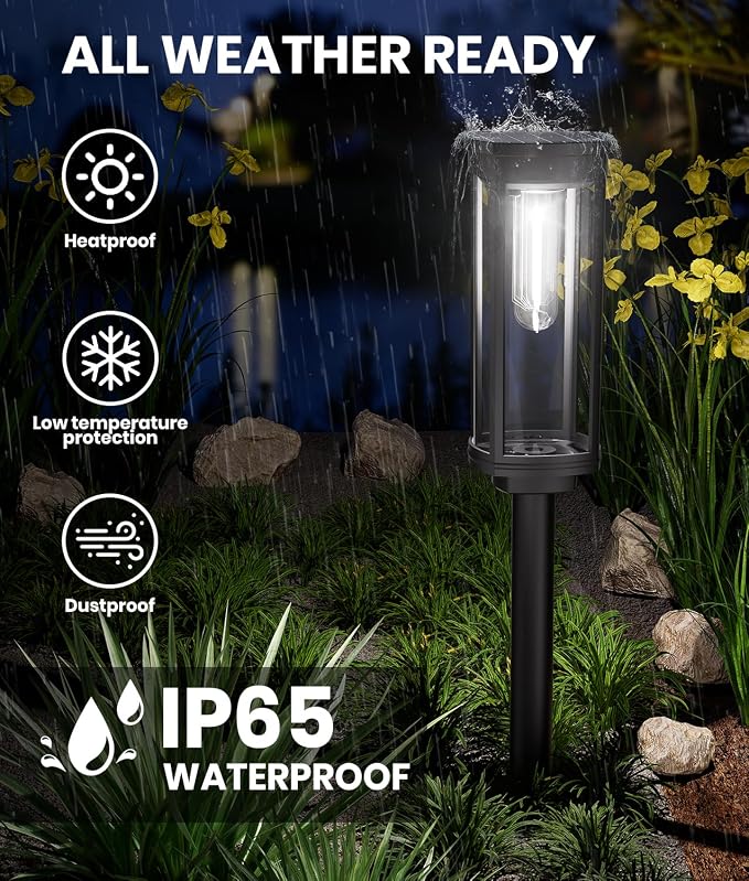 NEWMESSI 6 Pack Solar Pathway Lights Outdoor, Super Brightness IP65 Waterproof - Image 4