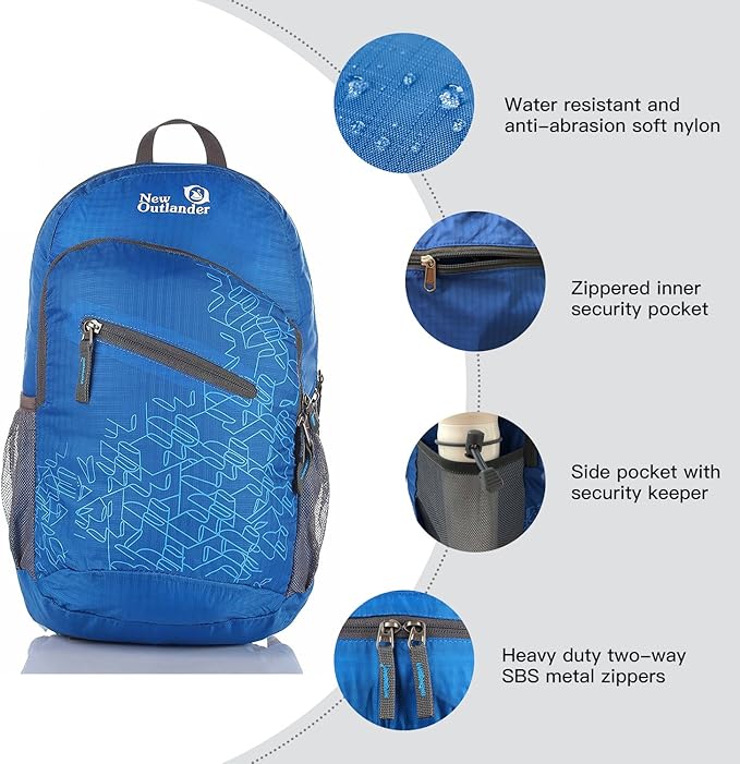 Outlander Packable Handy Lightweight Travel Hiking Backpack Daypack-Dark Blue - Image 3