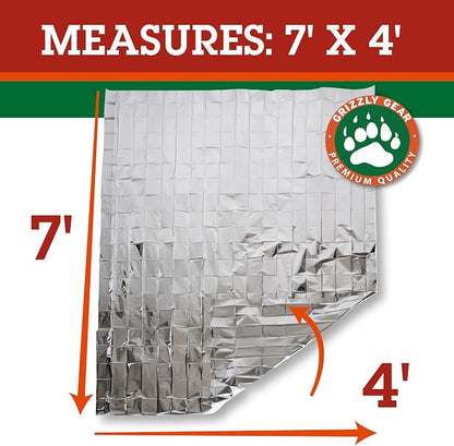 Grizzly Gear Emergency Mylar Thermal Blankets Survival Kit Camping Space Blanket - Image 2