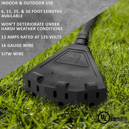 Holiday Lighting Outlet 15-Foot Black Extension Cord, 3-Prong Indoor & Outdoor - Image 5