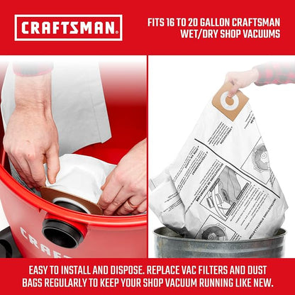 CRAFTSMAN CMXZVBE38749 Genuine General Purpose Wet Dry Vac Dust Collection Bags - Image 3