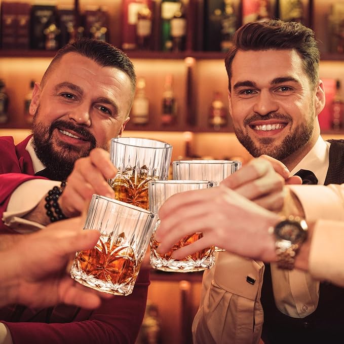 4 Sets Plastic Whiskey Glasses 14 oz Unbreakable Whiskey Drinking Glasses Old - Image 7