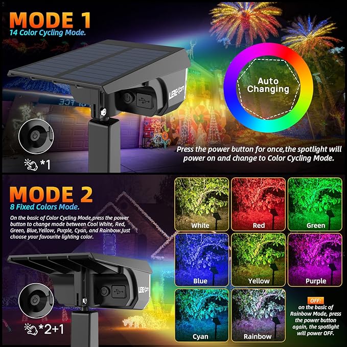 LEREKAM Color Solar Lights Outdoor Waterproof Spotlights - Image 5