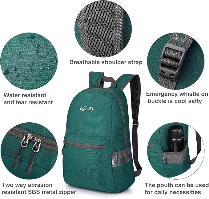 G4Free 20L Lightweight Packable Backpack Travel Hiking Daypack Foldable Backpack - Image 3